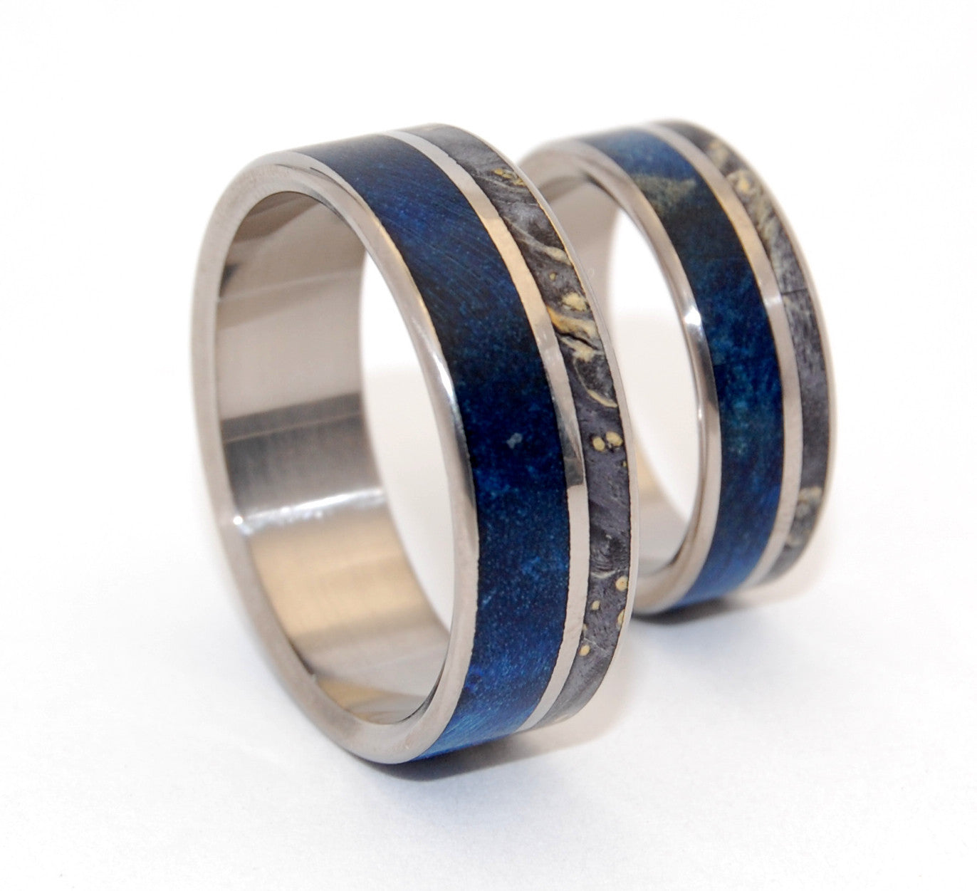 SWOON | Box Elder Wood & Titanium - Unique Wedding Rings Set - Minter and Richter Designs