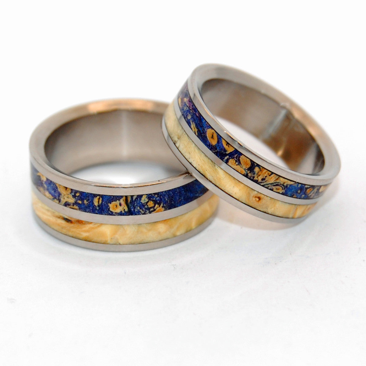 MY TWIN HEART | Box Elder Wood Titanium Wedding Rings Set - Minter and Richter Designs
