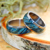 TE AMO | Blue Box Elder Wood & Titanium - Unique Wedding Rings - Wedding Rings Set - Minter and Richter Designs