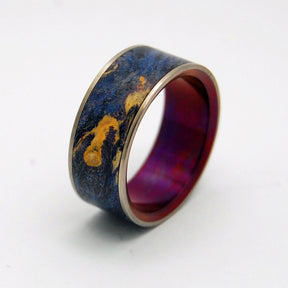 The Moment of Truth | Wood and Hand Anodized Wine - Titanium Wedding Ring - Minter and Richter Designs