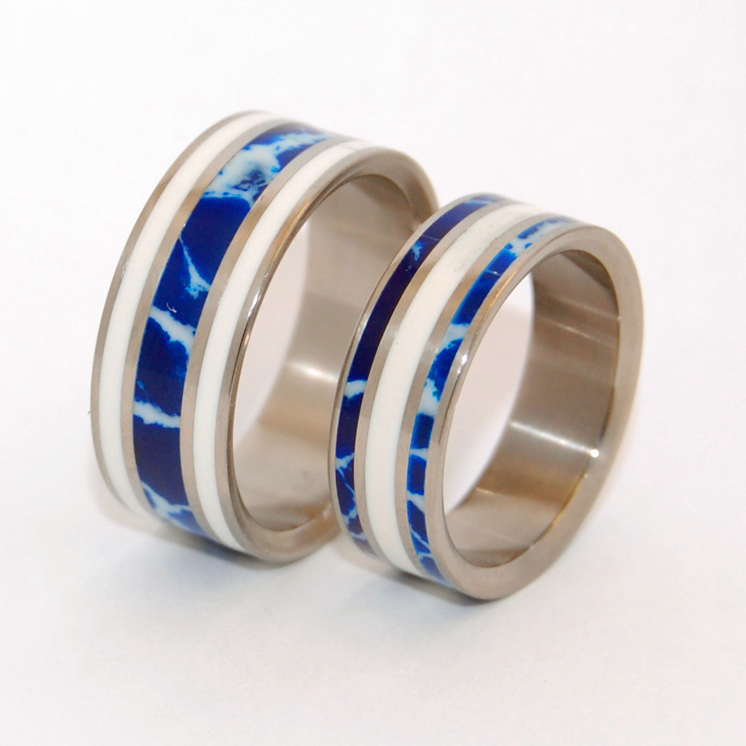 IT'S ALL GREEK TO ME! | Cobalt Stone & White Marble -Greek Wedding - Unique Wedding Rings - Minter and Richter Designs