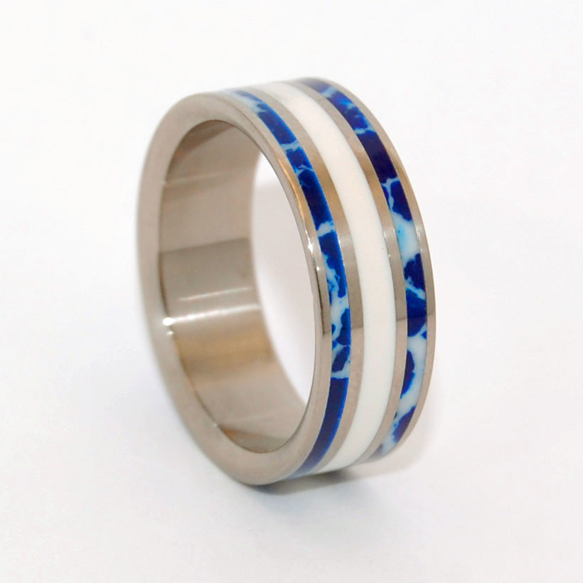 TO ME! | Cobalt Stone & White Marble - Unique Wedding Rings - Minter and Richter Designs