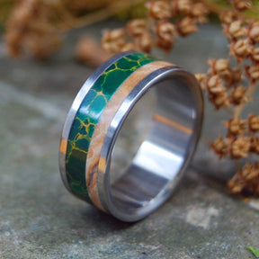 HOLD MY HAND | Egyptian Jade & Wood Wedding Rings - Minter and Richter Designs