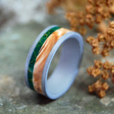 HOLD MY HAND SANDBLASTED | Egyptian Jade & Wood Wedding Rings - Minter and Richter Designs