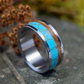 MIRRORED KINSHIP | Tibetan Turquoise & Wood Wedding Ring - Minter and Richter Designs