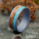 KINSHIP SANDBLASTED | Tibetan Turquoise & Wood Wedding Rings - Minter and Richter Designs