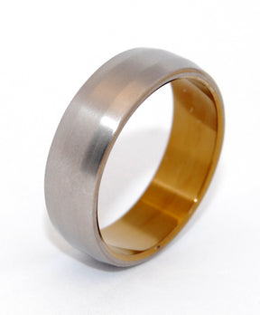 TAKE ME HOME | Glass Bead Blasted Titanium & Bronze Anodizing -  Titanium Wedding Rings - Minter and Richter Designs