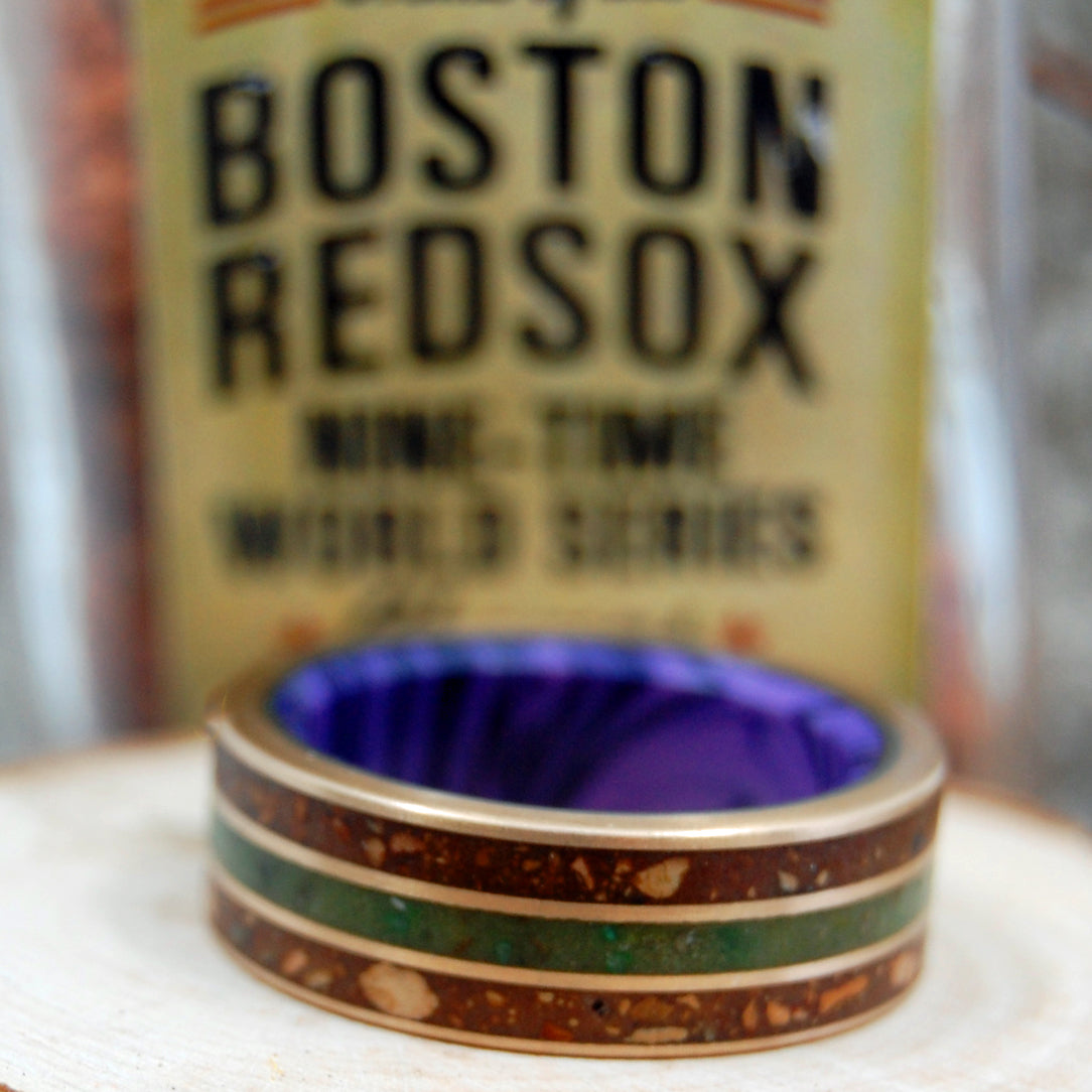 THE GOOD LIFE | Marijuana, Red Sox Dirt & Woolly Mammoth Tusk Men's Wedding Ring - Minter and Richter Designs