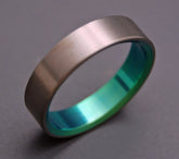 BRUSHED AND GREEN | Green Titanium - Unique Wedding Rings - Green Wedding Rings - Minter and Richter Designs