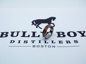 BULLY BOY BLASTED | Whiskey Barrel Wood Titanium Wedding Rings - Men's Wedding Rings - Minter and Richter Designs