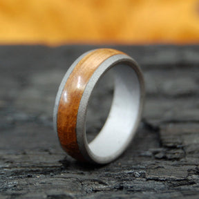 BULLY BOY TO THE DOME | Whiskey Barrel Wood Titanium Wedding Rings - Minter and Richter Designs