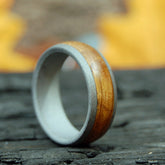 BULLY BOY TO THE DOME | Whiskey Barrel Wood Titanium Wedding Rings - Minter and Richter Designs