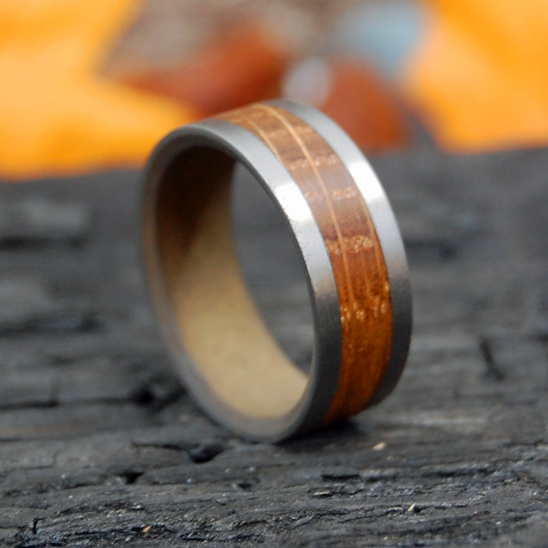 YE OLDE BULLY BOY | Whiskey Barrel Wood Titanium Wedding Rings - Minter and Richter Designs