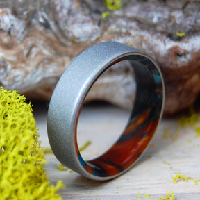 GLASS BEAD BURST | Lava Burst Resin & Titanium - Unique Wedding Ring - Minter and Richter Designs
