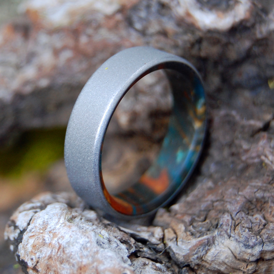 GLASS BEAD BURST | Lava Burst Resin & Titanium - Unique Wedding Ring - Minter and Richter Designs
