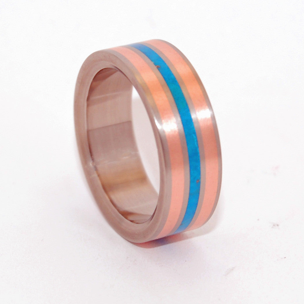 Campitos Mountain | Copper and Turquoise Titanium Wedding Ring - Minter and Richter Designs