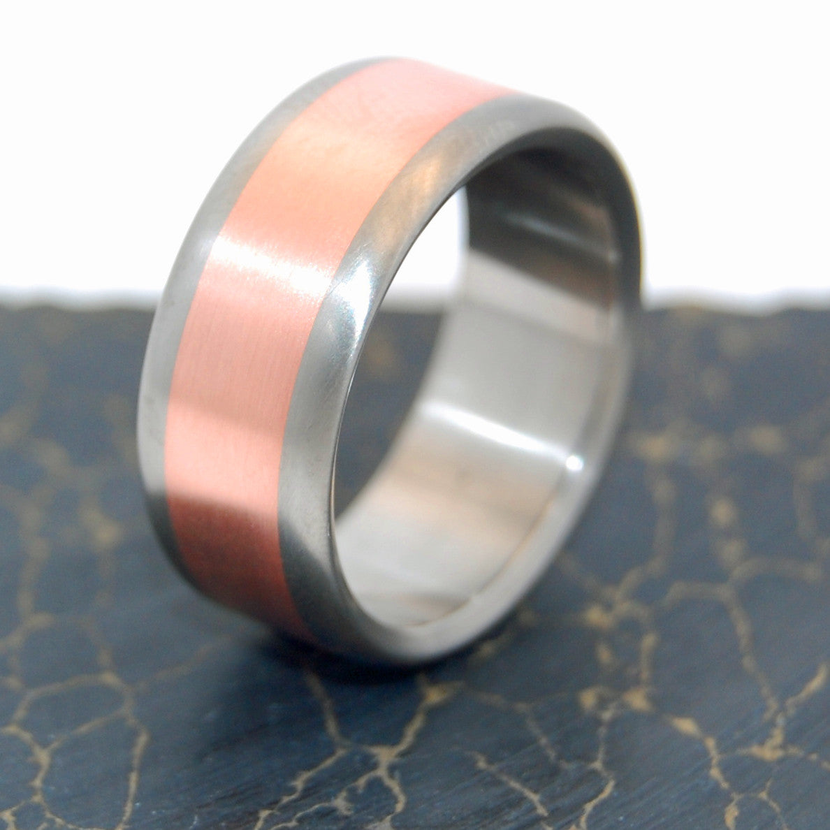 Mens Wedding Ring - Copper and Titanium Wedding Ring Set | CANDLELIGHT SATIN - Minter and Richter Designs
