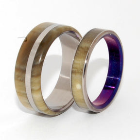 HAPPY LOVE | Cattle Horn & Titanium Wedding Rings - Purple Rings - Minter and Richter Designs