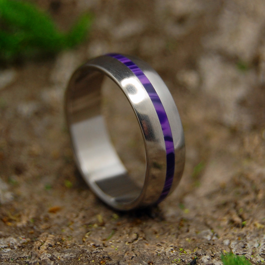CHAROITE DOME | Purple Charoite Stone Women's Titanium Wedding Rings - Minter and Richter Designs