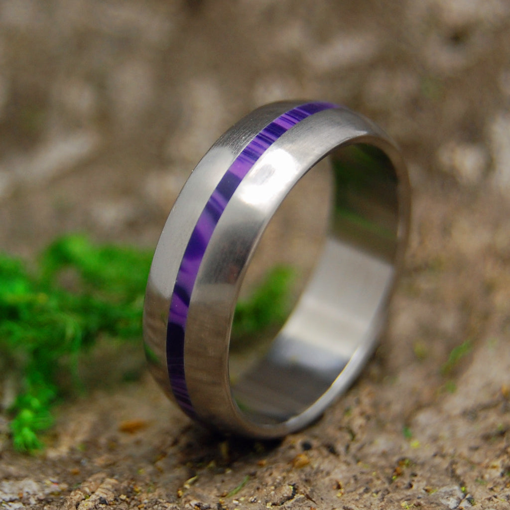 CHAROITE DOME | Purple Charoite Stone Women's Titanium Wedding Rings - Minter and Richter Designs