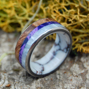 DELIGHT | Redwood Burl Wood & Stone Purple Men's Wedding Ring - Minter and Richter Designs