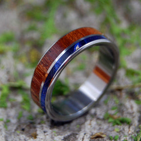 CHERRY BLUE WOOD | Titanium & Wood Wedding Ring - Minter and Richter Designs