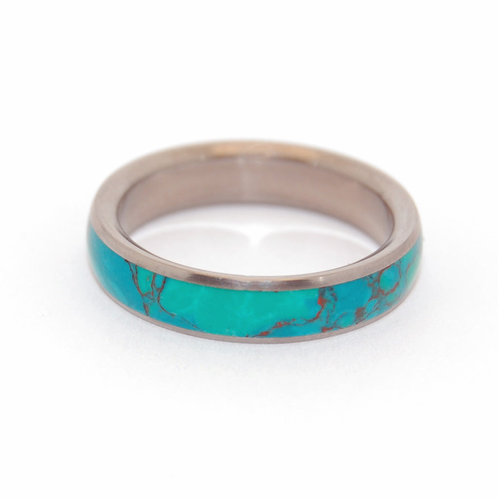 STONE OF EILAT | Chrysocolla Stone Titanium Women's Domed Wedding Ring - Minter and Richter Designs