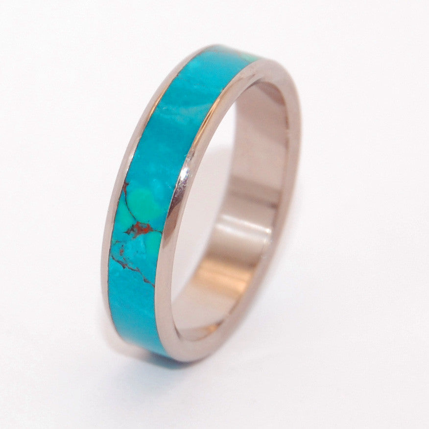 GOLDEN PROMISE | Chrysocolla Stone - Titanium Wedding Rings - Minter and Richter Designs