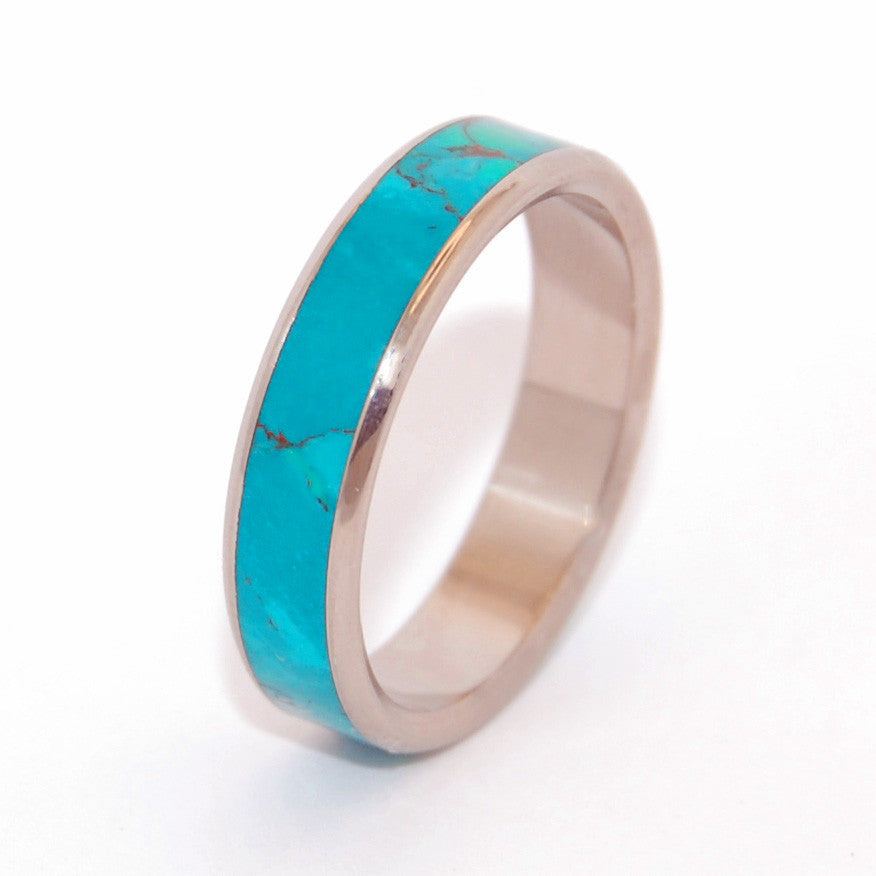 GOLDEN PROMISE | Chrysocolla Stone - Titanium Wedding Rings - Minter and Richter Designs