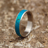 ROUNDED CHRYSOCOLLA | Chrysocolla Stone Handcrafted Women's Titanium Wedding Rings - Minter and Richter Designs