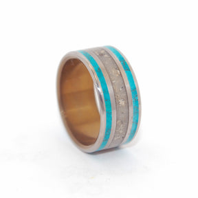 SEA OF GALILEE | Israel Beach Sand & Chrysocolla Stone Unique Wedding Rings - Minter and Richter Designs