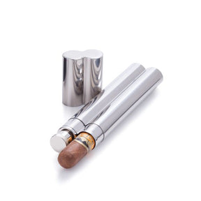STEEL CIGAR HOLDER WITH FLASK - Groomsmen Gift - FREE ENGRAVING! - Minter and Richter Designs