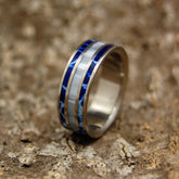 COBALT BLUE | Cobalt Stone & Gray Marbled Resin Titanium Women's & Men's Wedding Rings - Minter and Richter Designs