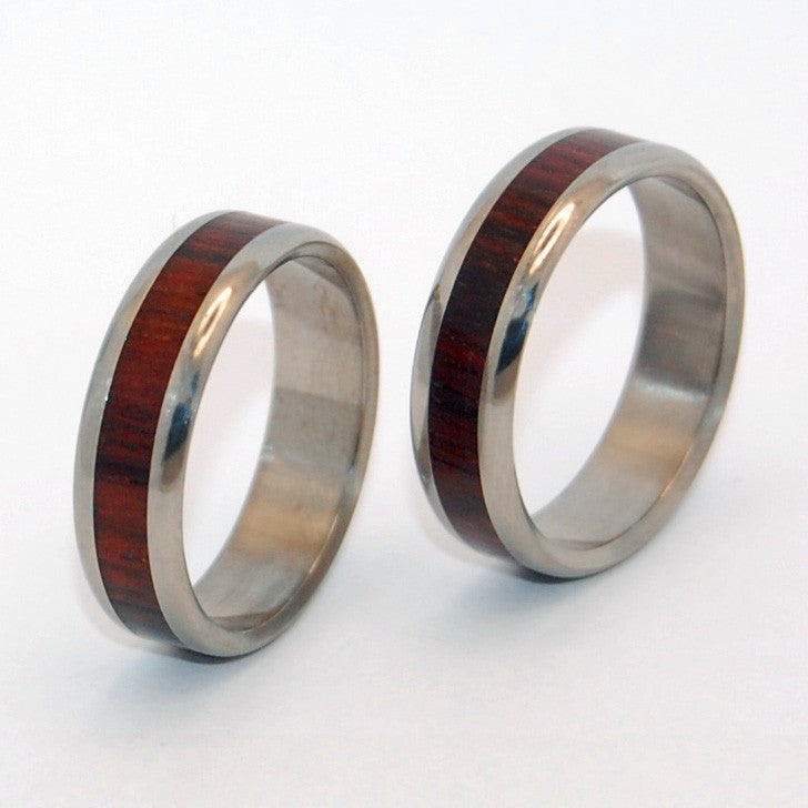 WARMTH | Cocobolo Wood & Titanium - Unique Wedding Rings - Titanium Wedding Ring Sets - Minter and Richter Designs