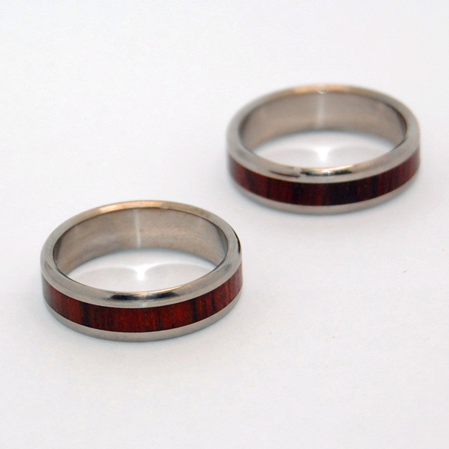 WARMTH | Cocobolo Wood & Titanium - Unique Wedding Rings - Titanium Wedding Ring Sets - Minter and Richter Designs