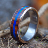 PEACE & COPPER | Cocobolo Wood & Azurite Malachite Stone - Copper Titanium Wedding Rings - Minter and Richter Designs