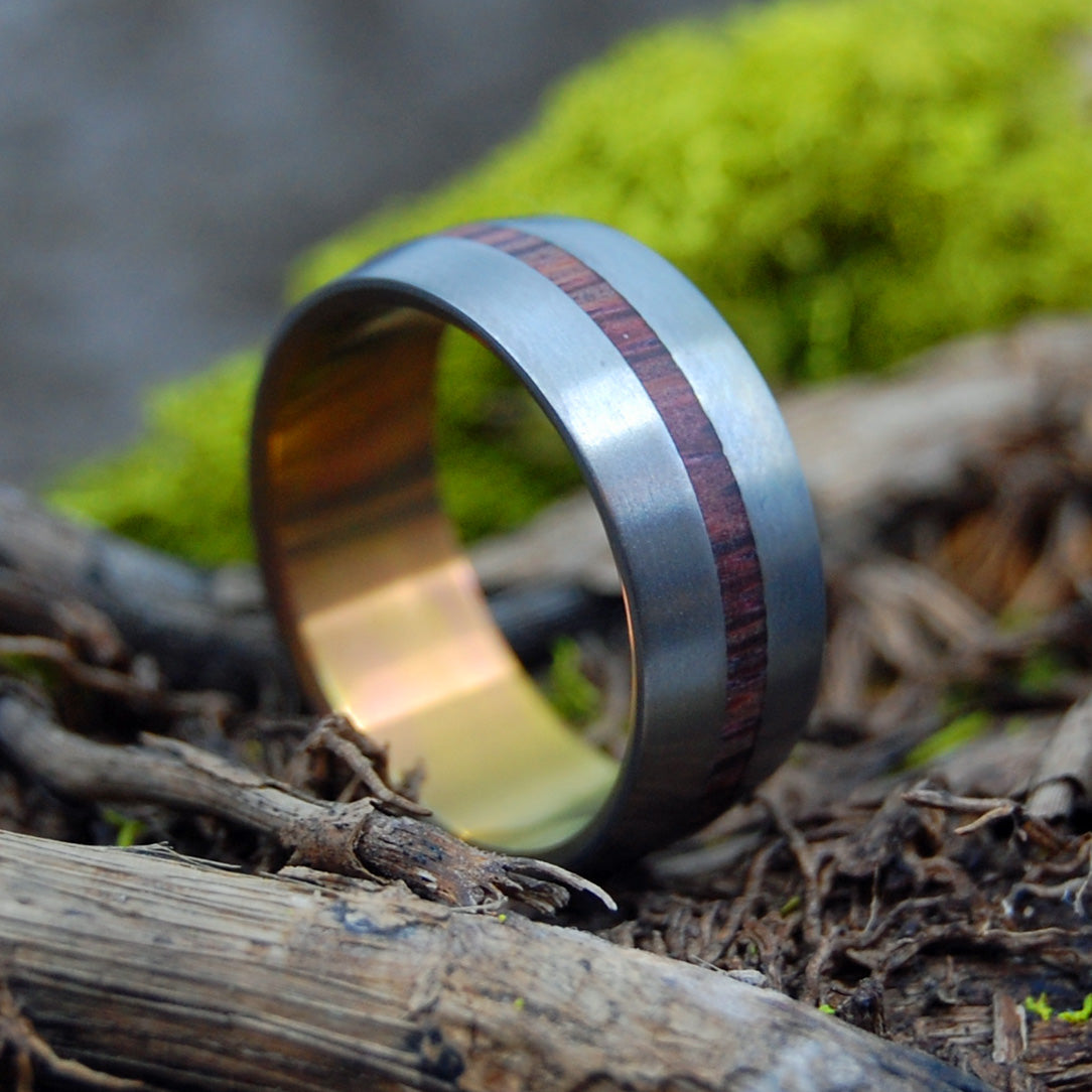 HEAT LIGHTNING | Cocobolo Wood Titanium Wedding Rings - Minter and Richter Designs