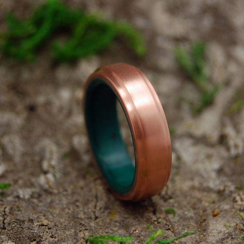 COPPER MOXIE | Copper and Jade Mens Wedding Rings - Minter and Richter Designs