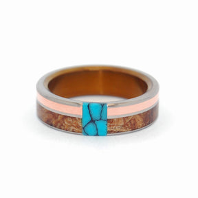 COPPER MAPLE TREE | Maple Wood, Turquoise & Copper Titanium Wedding Rings - Minter and Richter Designs