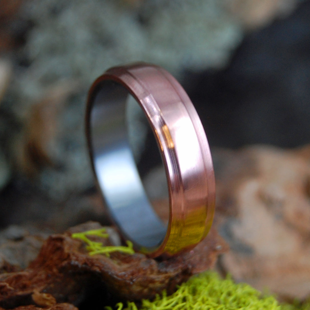 COPPER NO MOXIE | Copper Flared Overlay - Mens Wedding Rings - Minter and Richter Designs