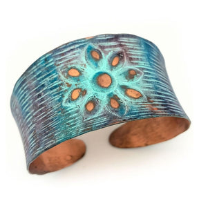 COPPER PATINA RUSTIC FLOWER BRACELET | Copper Patina Bracelet - Minter and Richter Designs