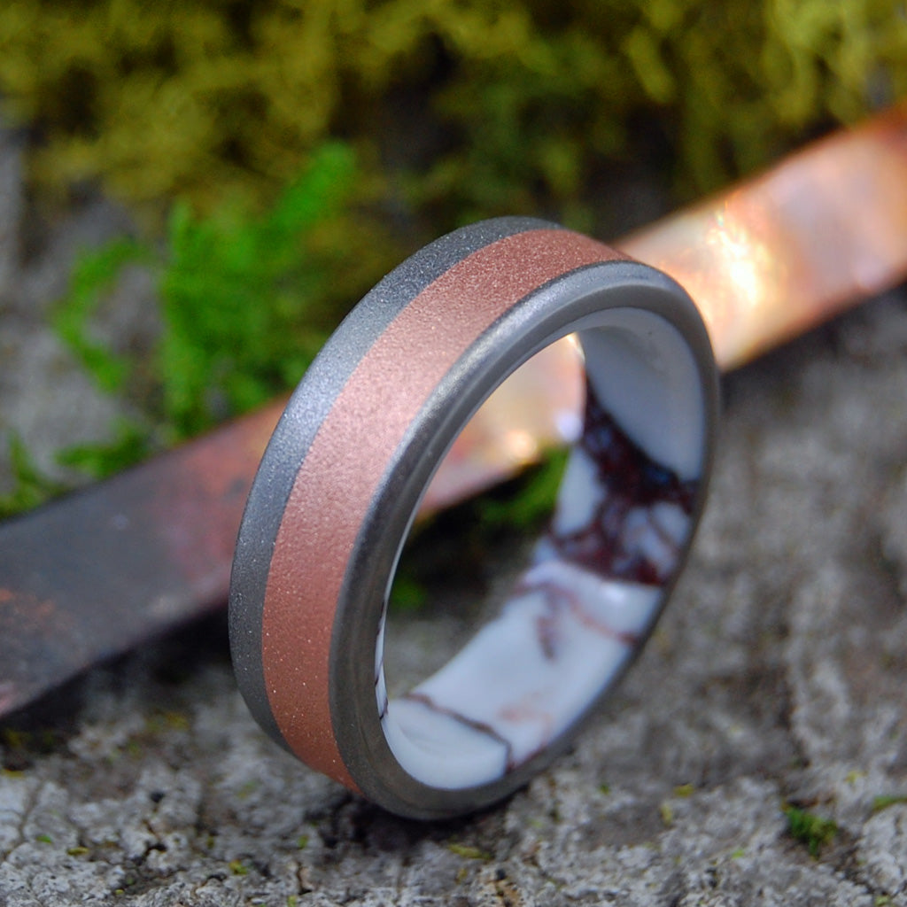 COPPERSTONE | Jasper Stone & Copper Titanium Men's Wedding Rings - Minter and Richter Designs