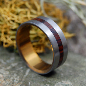 WHEN LIGHTNING STRIKES SATIN  | Cocobolo Wood - Unique Wooden Wedding Rings - Minter and Richter Designs