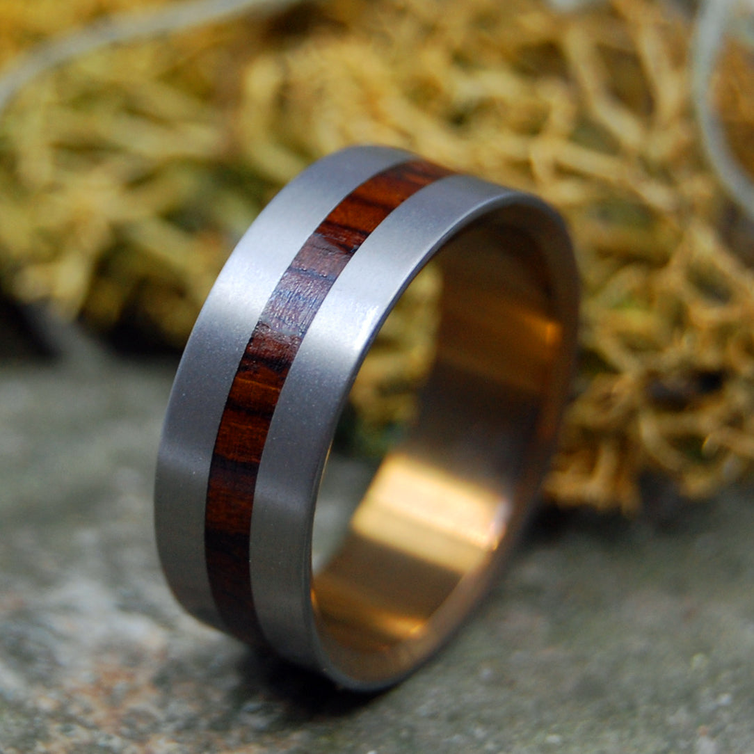 WHEN LIGHTNING STRIKES SATIN  | Cocobolo Wood - Unique Wooden Wedding Rings - Minter and Richter Designs
