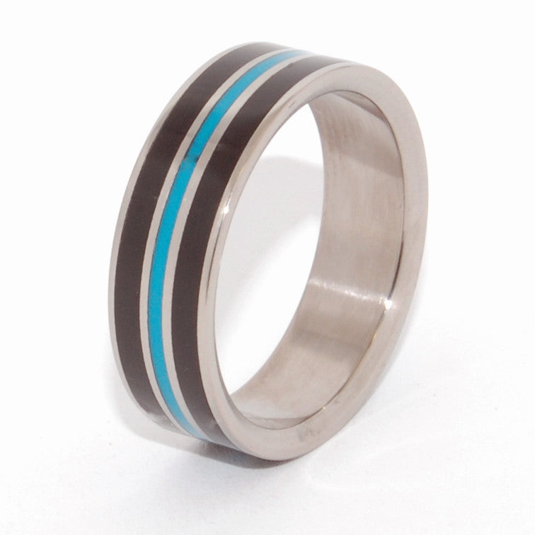 Crazy Heart | Onyx and Turquoise Titanium Wedding Band - Minter and Richter Designs