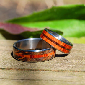 HOW QUICKLY | Maple Wood Wedding Rings - Unique Wedding Rings Set - Minter and Richter Designs