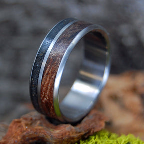 DAYTONA | Beach Sand & Dark Maple Wood Titanium Wedding Ring - Minter and Richter Designs