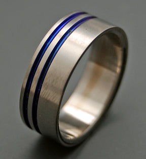 ROYAL ORACLE | Blue Anodized Titanium - Handcrafted Titanium Wedding Rings - Minter and Richter Designs