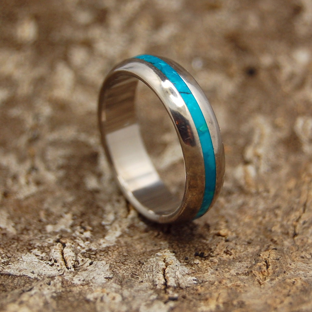 CHRYSOCOLLA SEA DOME | Chrysocolla Stone & Titanium - Unique Wedding Rings - Women's Wedding Rings - Minter and Richter Designs