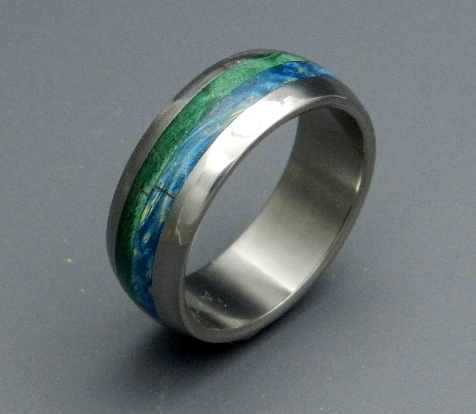 BLISS | Blue Box Elder Wood & Titanium - Wedding Ring Sets - Unique Wedding Rings - Minter and Richter Designs